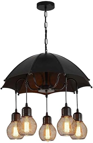 Lámpara de araña de hierro industrial retro, sombrilla antigua de granja para decoración de interiores, lámpara colgante de techo para bar, hotel,