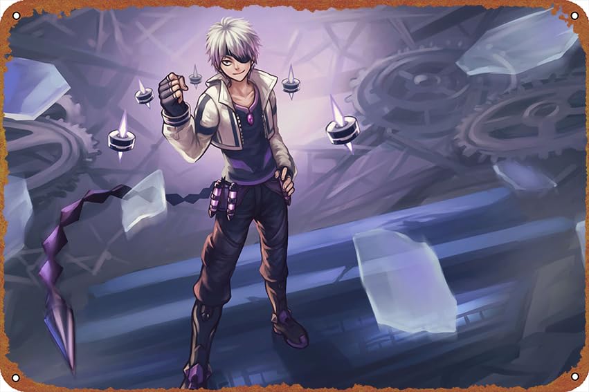 Video Game Elsword Poster Vintage Cute Metal Sign Gift Retro Novelty Cafe Store Garage Tin Signs8x12 Inch