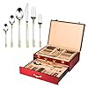 Italian Collection ‘Luxor’, 75-Piece Premium 18/10 Surgical Stainless Steel Silverware, Flatware Set, Service for 12…