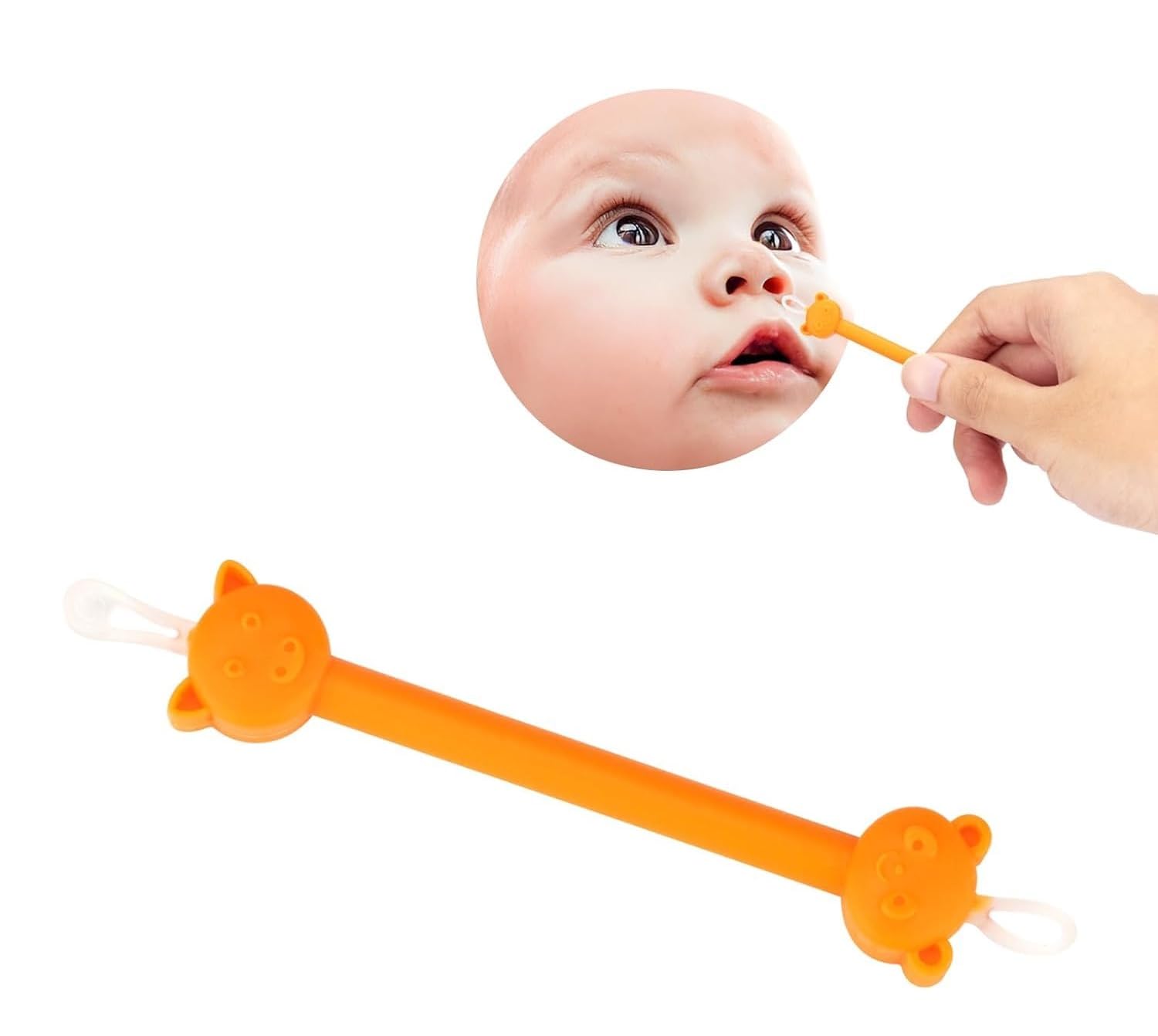 BABIES BLOOM Safe Easy Nasal Booger and Ear Cleaner for Newborns and Infants Dual Earwax Snot Remover Soft Flexible Rubber Tips for Infant’s Ears & Nose Relief (Orange)-image-29