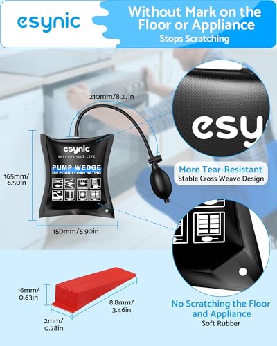 Image of eSynic 4 Pack Air Wedge Bags Kit with 8 Wedges-Up to 10000 Using Times | 300lbs Load-bearing Durable TPU Air Bags Lifting Tool with Quick-Release Valve-2.4 inch Lift Height-for Door /Window Install