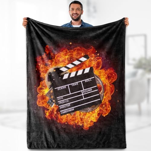 Movie Clapboard Gifts Throw Blanket - Director Board Theme Gifts for Women Men Adults Kids Movie Lover Actor Theater Home Film Cinema Decor Birthday Christmas Lightweight Blanket 50