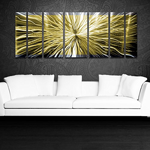 Metal Wall Art Panels Modern Abstract Home Decor Gold Large Metal Sculpture "Cosmic Energy Gold" Contemporary Art Work Painting