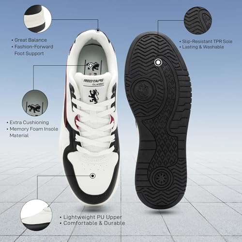 Red Tape Men's Casual Sneakers Fashion Low Top Lace Up Shoes for Office, Travel, Daily Wear, Business, Weddings, Cushioned Comfort Insole Lightweight Breathable Slip On with Non-Slip Durable Sole3