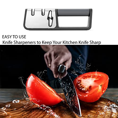 Ainmege Knife Sharpeners, 2 Stage Best Knife Sharpener, 3-In-1 Quality Kitchen Knives And Scissors Sharpener With Diamond, Ceramic Wheel, Tungsten… #TOP4