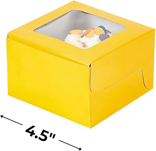 Miniatura 2 de Cajas para magdalenas amarillas con ventana e inserción 12 unidades