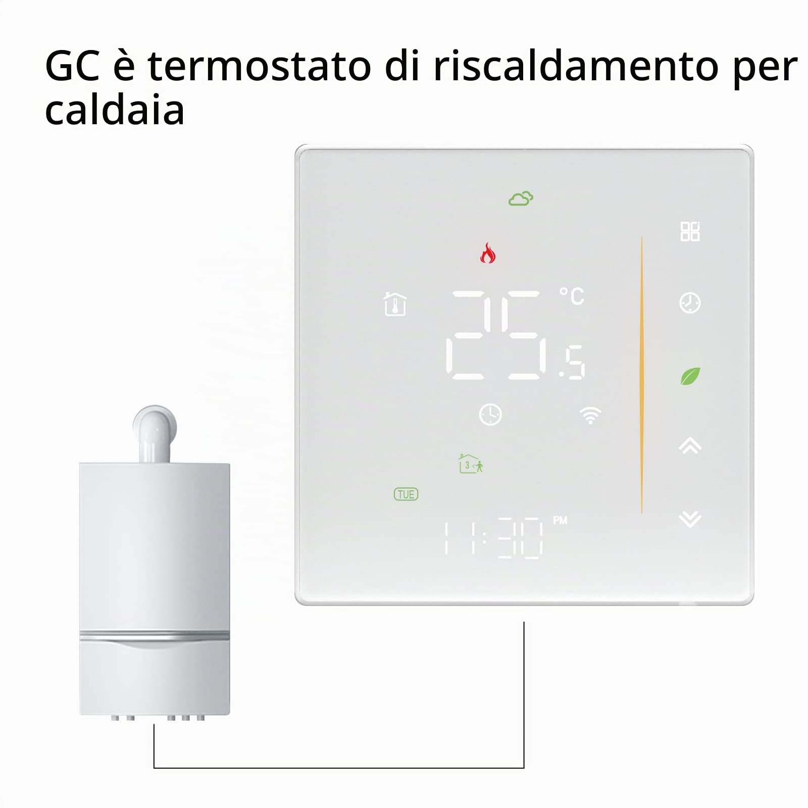 MOES Tuya WiFi Termostato intelligente per caldaia a gas termostati | programmabili, controllo wireless Tuya/Smart Life APP/Alexa/Google Home, WiFi 2.4GHz, 5A