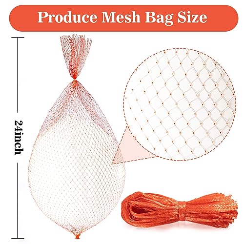 sukh 90pcs mesh produce bags - 24inch mesh vegetable bags onion storage net produce seafood net for vegetables storage fruits seafood and other agricultural products red