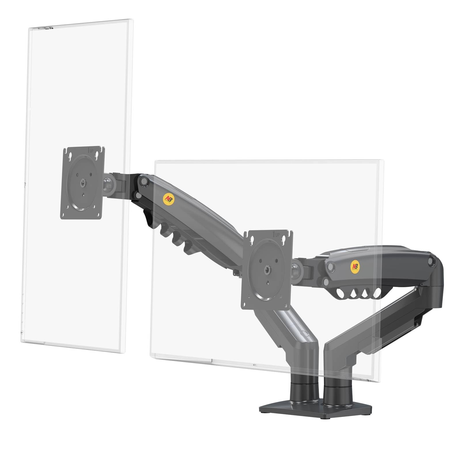 Soporte de Escritorio para 2 Pantallas LCD LED de 17 a 32 Pulgadas, Ajuste en Varios Ejes, pivote, Muelle de Gas de hasta 2 x 9 kg