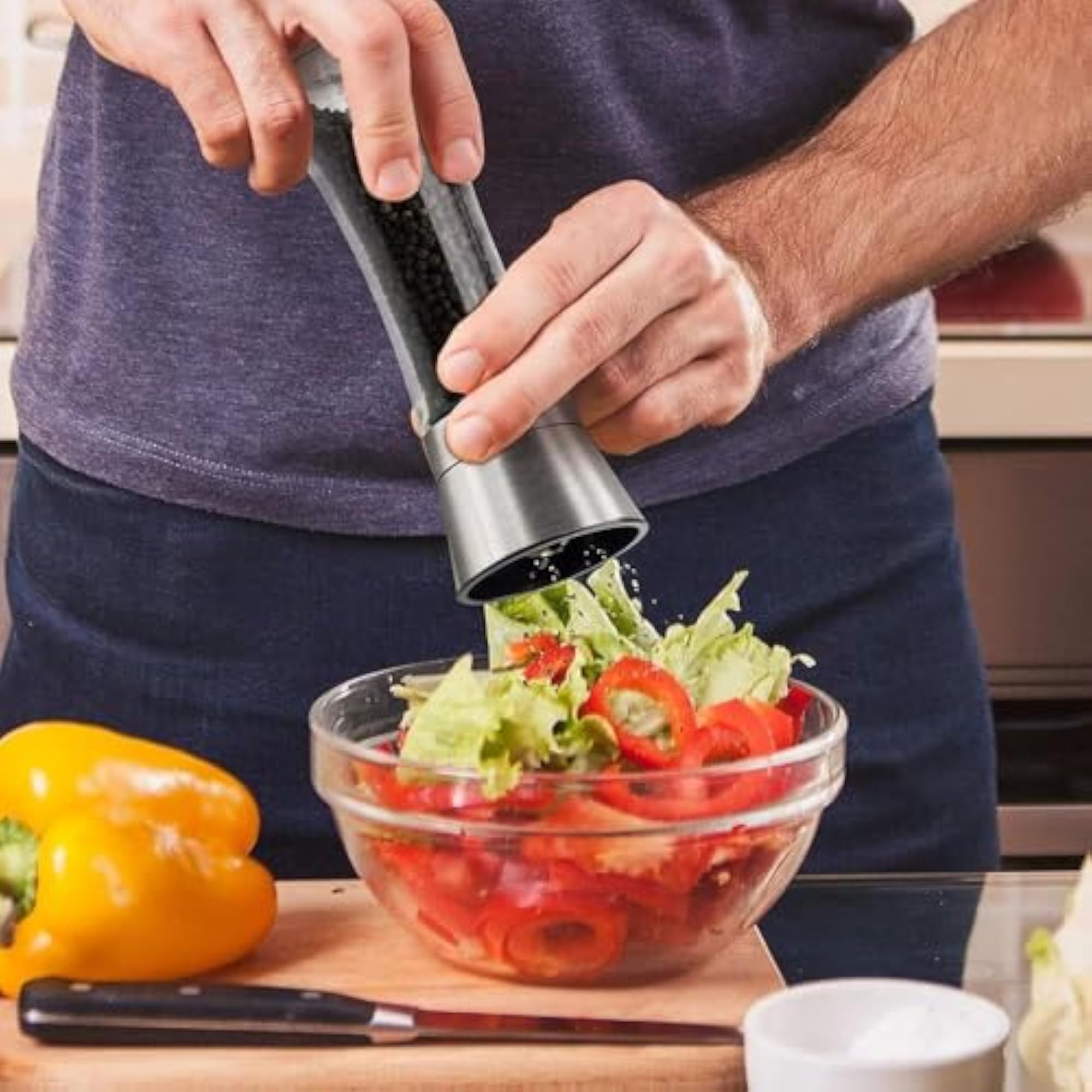 Salt and Pepper Grinder Shakers with Ceramic Blades and Adjustable Coarseness