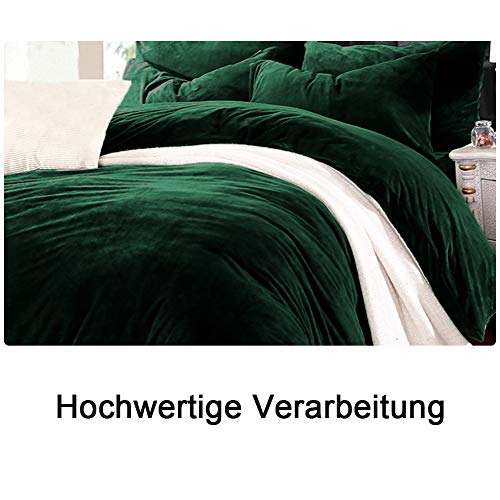 Michorinee Winter Plüsch Bettwäsche Set 135x200 cm Dunkelgrün 2teilig – Ansicht 3