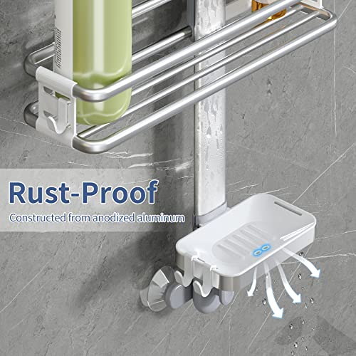 Kitstorack Shower Caddy Over Shower Head,3 Tier Aluminum Bathroom Hanging Shower Caddy,Bathroom Accessories Storage Rustproof Shower Shelves With Soap Holder Razor Holder For Bathroom Organizer #TOP2