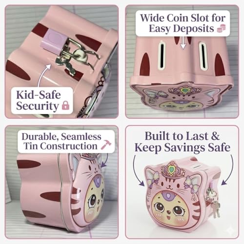 Image of Sajani Cute Cartoon Creative Portable Piggy Bank, Money Saving Box with Combination Lock, Mini Coin Bank Gifts for Boys and Girls, Best Return Gifts for Kids (Pack of 1) (Tiger - Pink)