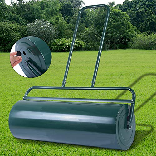 Goplus Lawn Roller Tow Behind Water Filled Push for Garden, Green (12 by 36-Inch)