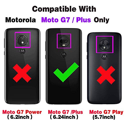Phone Case for Motorola Moto G7/Moto G7Plus With Tempered Glass Screen Protector Card Holder Slot Stand Kickstand Shockproof Protective Wallet Purse Leather Flip MotoG7Plus Moto7 G 7 7G G7Plus Red - Image 2