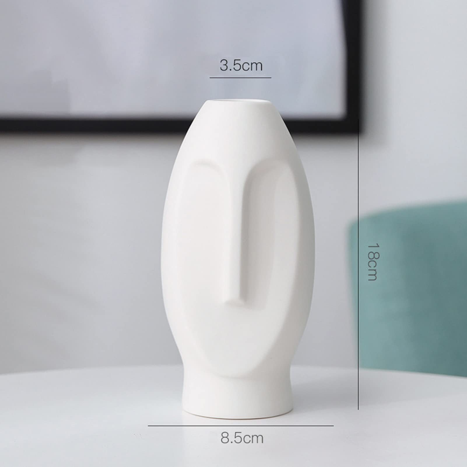 Set Di 2 Vasi In Ceramica Con Faccia – Design Moderno Nordico – Bianco Corto E Nero Alto – Decorazione Casa - 3