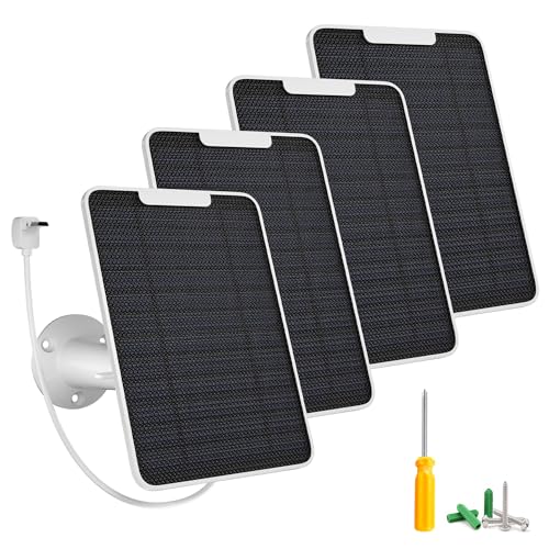 Image of 5W Arlo Solar Panel Charger Compatible with Arlo Essential Spotlight/XL Spotlight Camera, Arlo Essential Solar Panel Charger w/ 10ft Waterproof Micro USB Charging Cable, Adjustable Wall Mount, 4 Pack