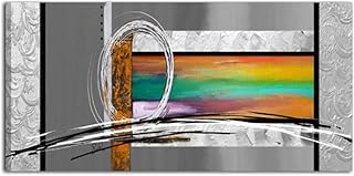 Quadri Astratti Dipinti A Mano Moderni su Tela con MATERICO Rilievo Colori Grigio Argento Arancione INTELAIATI Pronti per Essere APPESI CASA Salone Ufficio Soggiorno Cucina Made in Italy - Argos