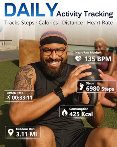 MorePro Fitness Tracker with 24/7 Heart Rate & Blood Pressure Monitor, Blood Oxygen & Sleep Tracker, Smart Watch with Step Calorie Counter, IP68 Waterproof Activity Tracker for Women Men Android iOS - Thumbnail 4