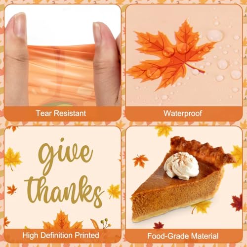 2 Pack Thanksgiving Tablecloth Disposable - Fall Plastic Table Cloth Rectangular, Give Thanks Pumpkin Maple Leaves Waterproof Table Cover for Home Harvest Thanksgiving Tables Decor, 54 x 108 Inch - image 4