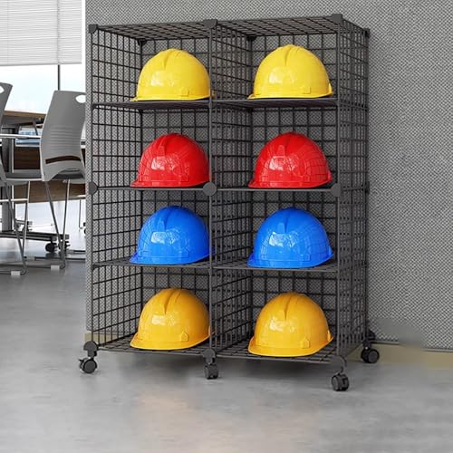 Boîte de rangement pour casque de sécurité empilable et réglable avec roulettes
