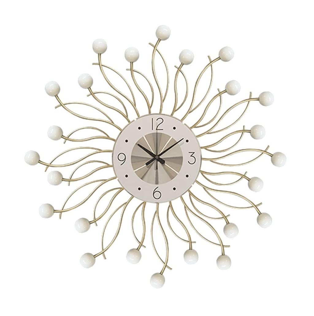 MYUYEE Farmhouse Vintage Clock Wooden and Metal Ball Clock Mid-Century Ative Silent Fashion Hanging Clock for Home Kitchen Office for Bedroom Office,White-71 * 71cm (White-58 * 58cm)