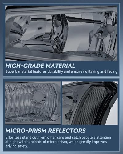 Image of Nilight Headlight Assembly for 2003 2004 2005 2006 Chevy Silverado Avalanche 1500 1500HD 2500 2500HD 3500 Chevrolet Pickup Replacement Headlamp Housing Bumper Lamp Set