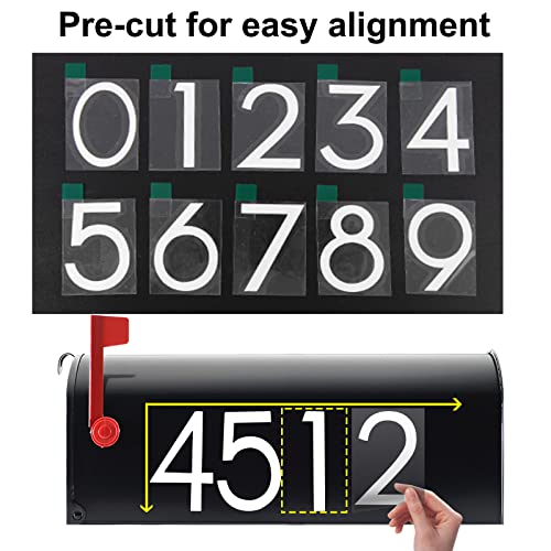 Image of 50 PCS 2 inch Reflective Adhesive Mailbox Numbers, Waterproof Vinyl Number Stickers with Easy-Peel Tabs, Includes Squeegee & Masking Tape, Strong Self-Adhesive House Numbers, Practical Gifts