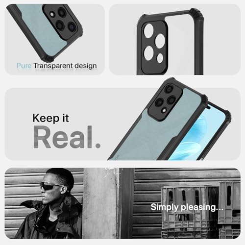 Image of Pikkme Honor 200 Lite 5G Back Cover | Crystal Clear Transparent Back | Ultra Hyrbid | Full Camera Protection | Raised Edge | Bumper Back Case (Black)