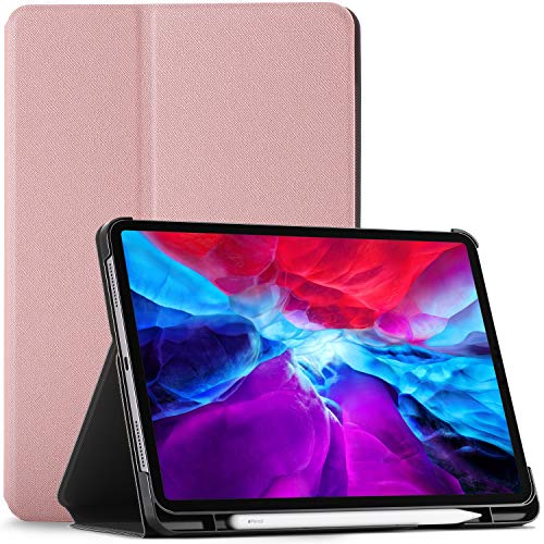 Ipad Pro 2020 FC Funda para iPad Pro 12.9 2020 - Protectora Apple iPad Pro 12.9 Funda Soporte - Oro Rosa - Delgado, Smart Auto Sueño...