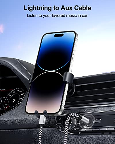 Image of iPhone Aux Cord, [2pack /3ft] Lightning to 3.5mm Audio Auxiliary Cable for iPhone 14 13 12 11 Pro Max Xs Xr 8 7 Plus, iPad Mini, Male to Male Braided Apple Ox Wire for Car Stereo, Speaker, Headphone | [2Pack /3FT] Male to Male Braided Auxiliary Cable for Apple 11 Pro /XR /XS /8 /7 Plus, iPad Mini, Car Stereo, Speaker, Home Audio