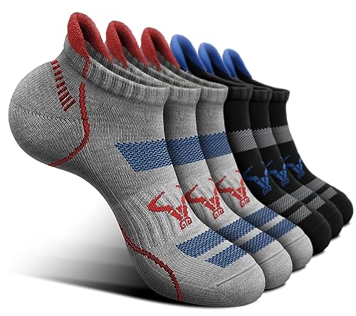 Image of BULLIANT Men Running Ankle Socks 6Pack-Cushioned Support-Low Cut No Show | Fully Terry Sole | Arch Support | Seamless Toe Closure | Moisture-Wicking Breathable Mesh | Reinforced Heel&Toe
