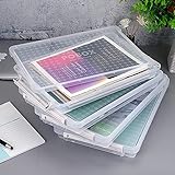 BTSKY 4 Pack A4 Plus Clear Plastic Stackable Storage Box Desk Paper Magazine Container with Buckle, Office Supplies Accessories File Protector Case Organizer, Portable Project Case Document Holders