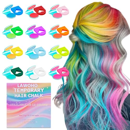 Temporary Hair Chalk 12 Color,Glow in UV Light Neon Hair Chalk Washable Blacklight Reactive Hair Dye Color UV Makeup for Halloween Cosplay,Christmas Birthday Gift for Women