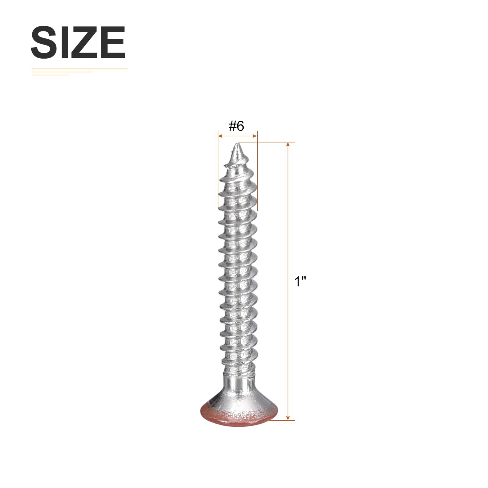 DTGN 100Pcs #6x1" Flat Head Wood Screws, 304 Stainless Steel Brown Phillips Self Tapping Screws - Image 2