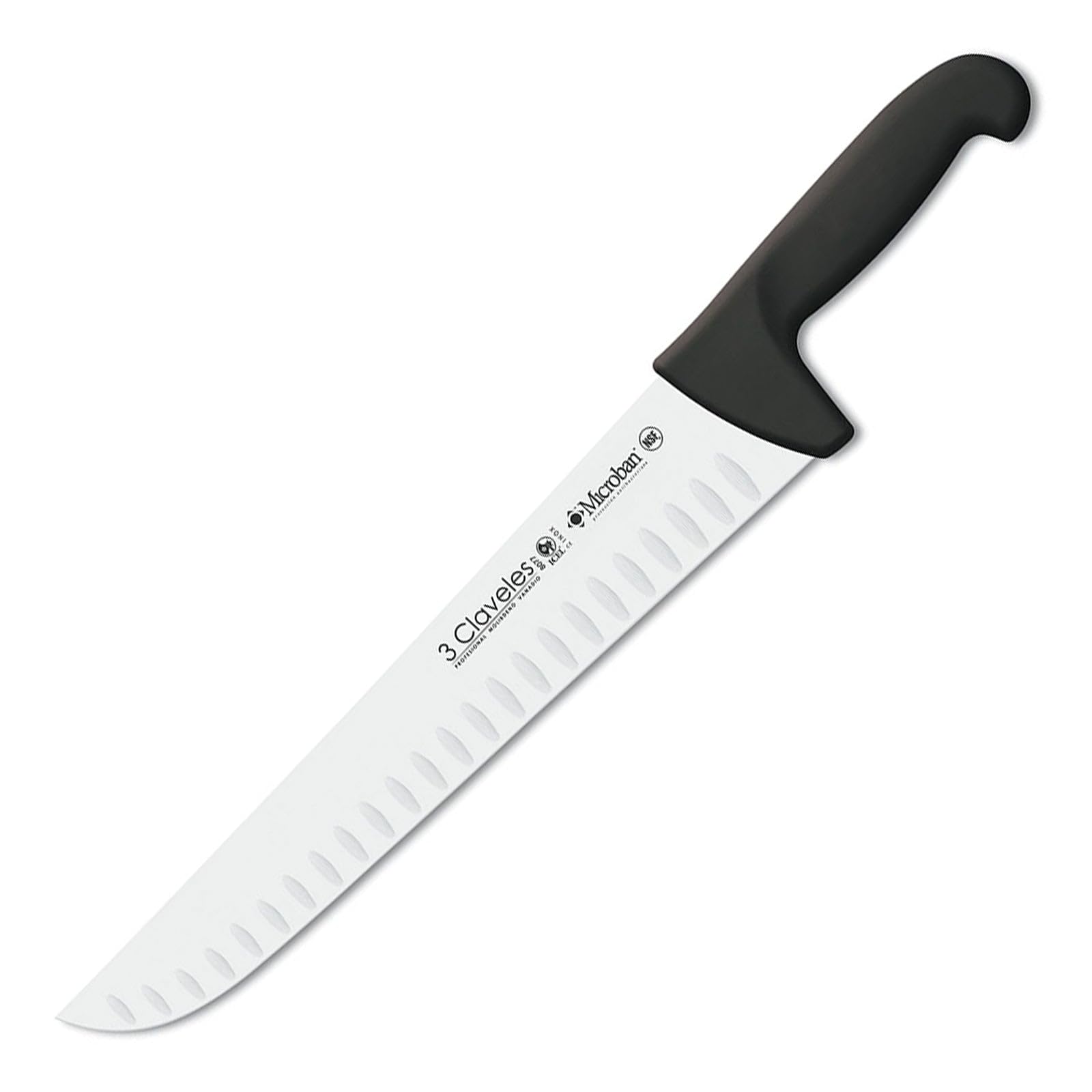 Couteau carnicero alveolado 3 Claveles Proflex noir 30 cm pour vos barbecues