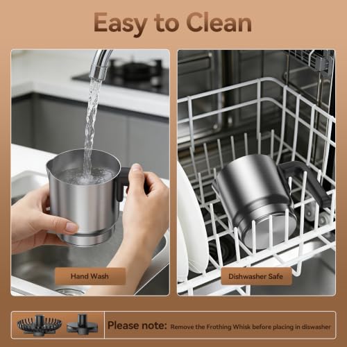 Image of Milk Frother and Steamer, Electric Frother | 4-in-1 Automatic Hot and Cold Foam Maker , Detachable Stainless Steel Jug for Latte, Cappuccino, Macchiato, Hot Chocolate