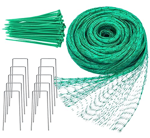 2x15 m Filet Anti Oiseaux, Kit de Filets pour Jardin avec 50 Attaches Et 10 Piquets, Polyvalent Filet Protection Fraisier, pour Fruits, Graines, Couverture de...
