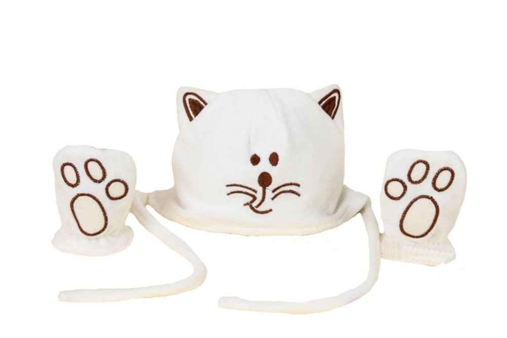 Aiklin Unisex Baby Beanie Cap Newborn Velour Hat With Gloves