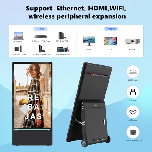 Image of 55 Inch Outdoor Digital Signage Display, 4K UHD LCD, IP55 Waterproof, 1800Nit Auto Adjustment,Remote Control， Split Screen Playback, WiFi, Android OS