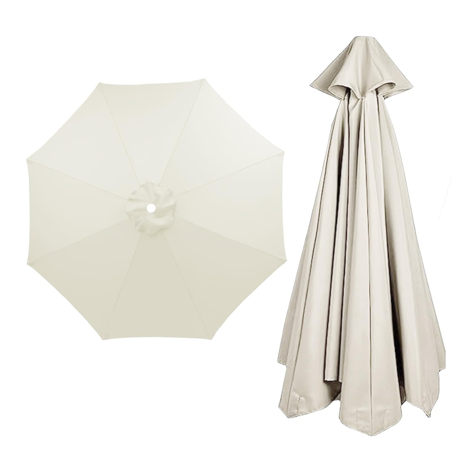 Garden Umbrella Parasol Top Fabric Cover Sunshade Cloth, 6 8 Ribs 200 230 250 280 300 350 CM, Large Patio Umbrella Weatherproof UVAnti, Canopy Replacement Cantilever Parasol Cover(Offswhite,2.7M/6Ribs