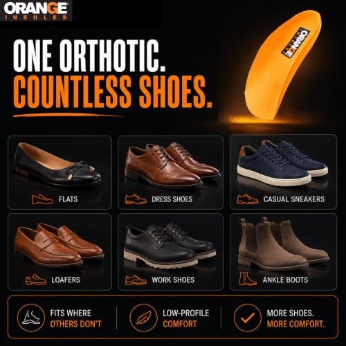 Image of Orange Light A 3 /4 Orthotic Insoles Fits Men's Shoe 3.5-5, Women's 5-6.5