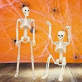 SPDCOW 2PCS Esqueletos Halloween Decoracion, Esqueleto de Cuerpo Completo para Adornos de 16 Pulgadas, con Articulaciones...