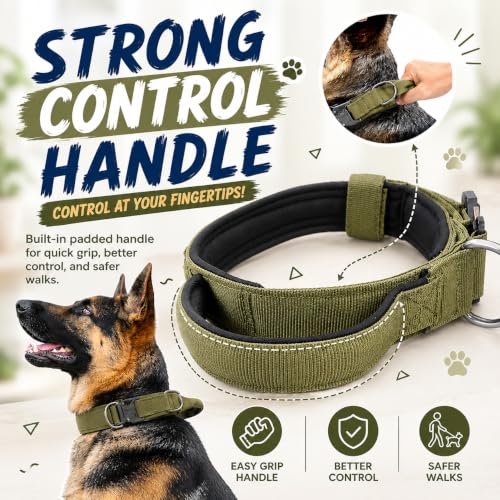 Image of Tactical Dog Collar and Leash Set, Olive Green