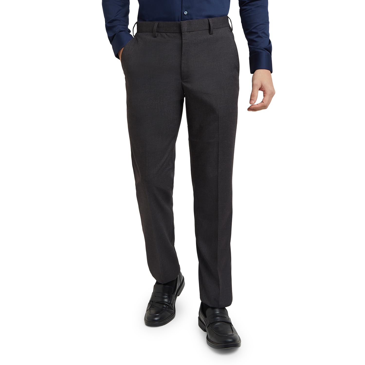 park avenue Men Reguler Fit Solid Pattern Polyester Blend Flat Front Formal Trouser Purple-picture-16
