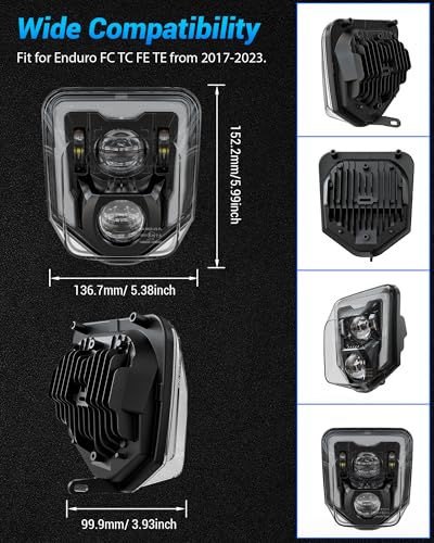 Image of XPCTD Dirt Bike Headlight 3200LM LED Motocross Headlight with DRL Fit For Husqvarna 2017-2023 FE250 FE350 FE450 FE501 FE501S FE701SM TE150 TE250i TE300i TX125 FC250 Pit Bike Enduro Motorcycle Black