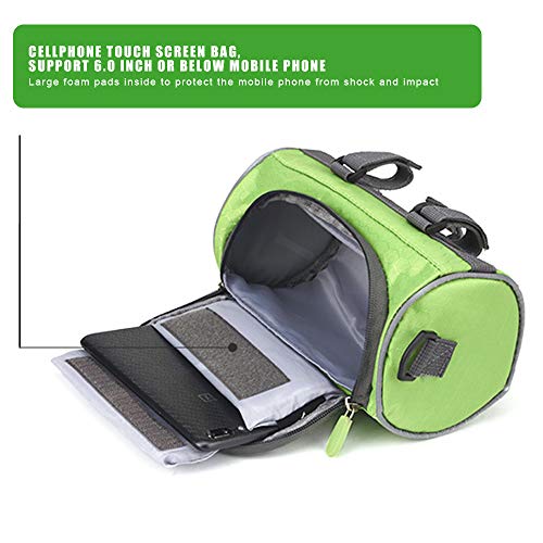 Ajcoflt Bolsa para guidão de bicicleta Bolsa para balde de bicicleta com tela de toque Bolsa de arma
