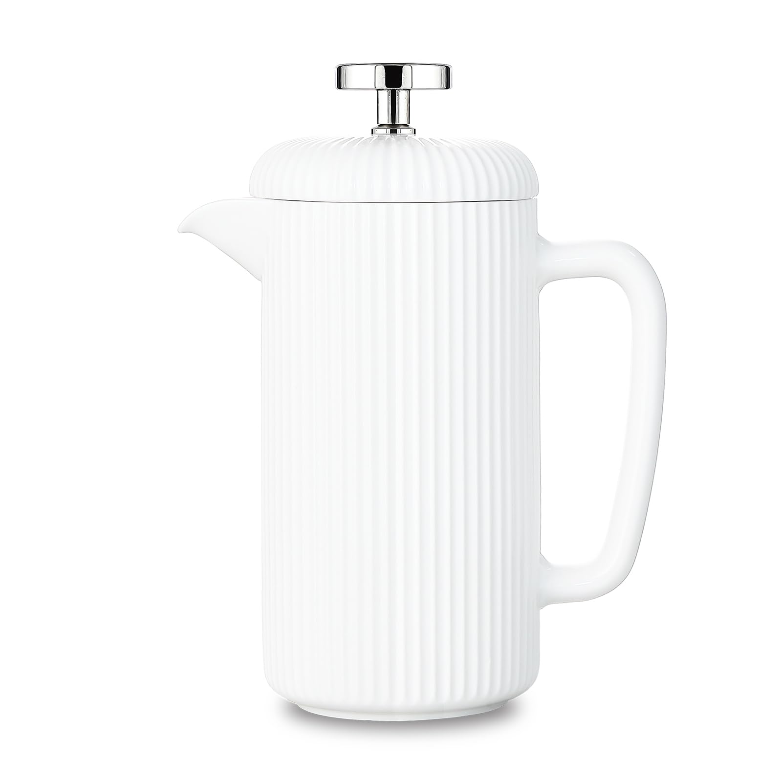 Easyworkz Porzellan-French-Press, 1000ml, Kaffeemaschine mit Edelstahl-Kolben, Elfenbein