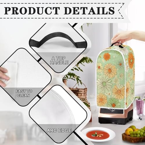 Image of Talayituse Cute Green Daisy Print Blender Dust Cover, Fingerprint Protection Cover for Stand Mixer or Coffee Machine, Home Kitchen Appliance Covers for Stain Dust Resistant Supplies
