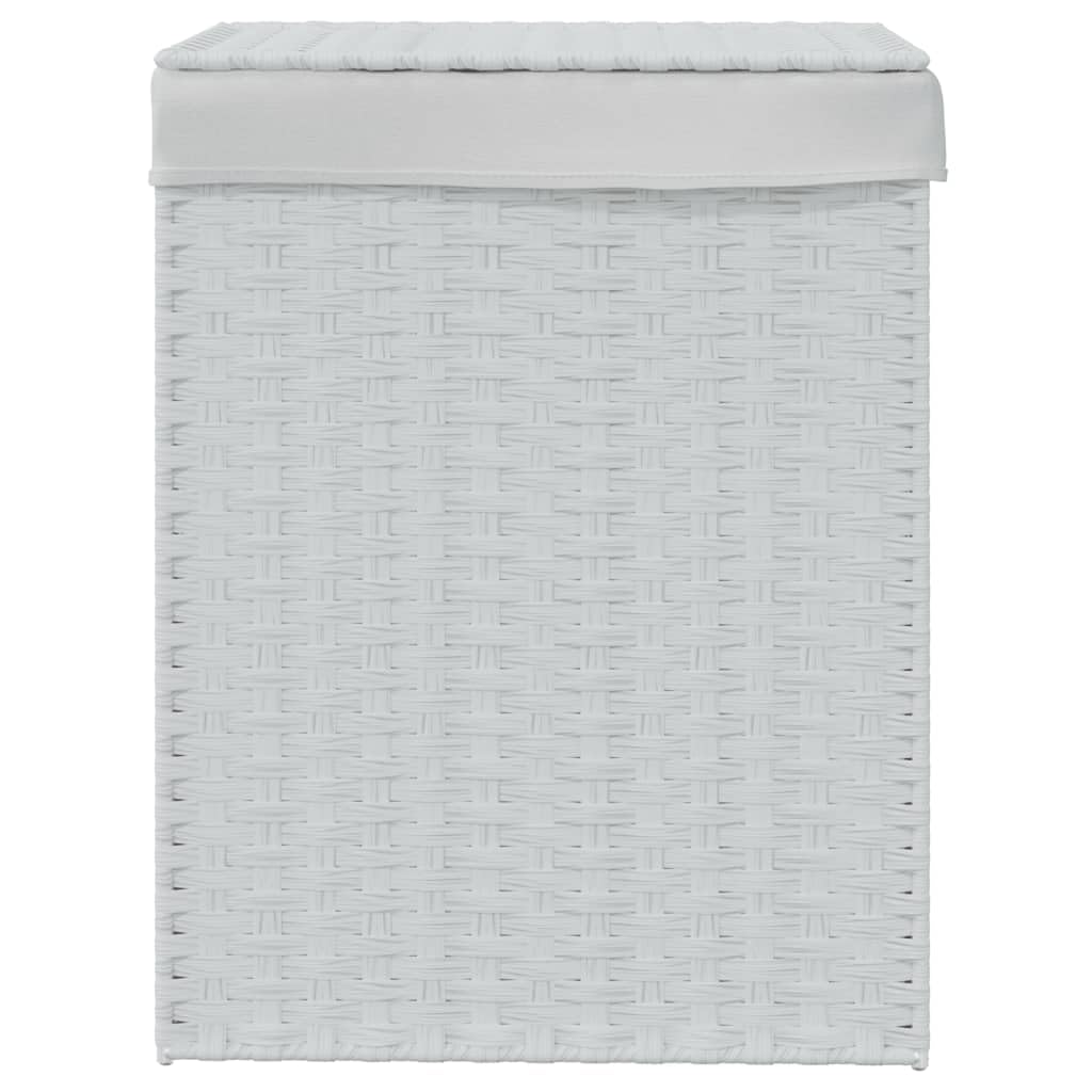 Kosz na pranie z pokrywką biały 46 x 33 x 60 cm polirattanowy